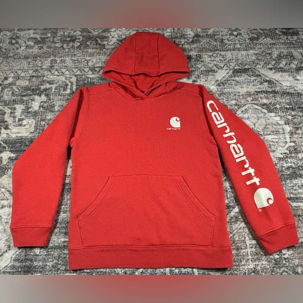 Youth Carhartt Hoodie Sweatshirt Burnt Orange size L 12-14